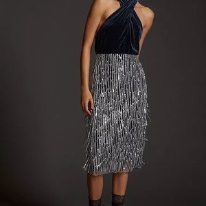 MAEVE FRINGED SEQUINED MIDI SKIRT